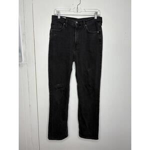 Gap Jeans Womens 27 4 90s Loose High Rise Ripped One Washed Black Stretch Street